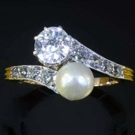 Big old cut diamond toi and moi engagement ring late victorian early art 