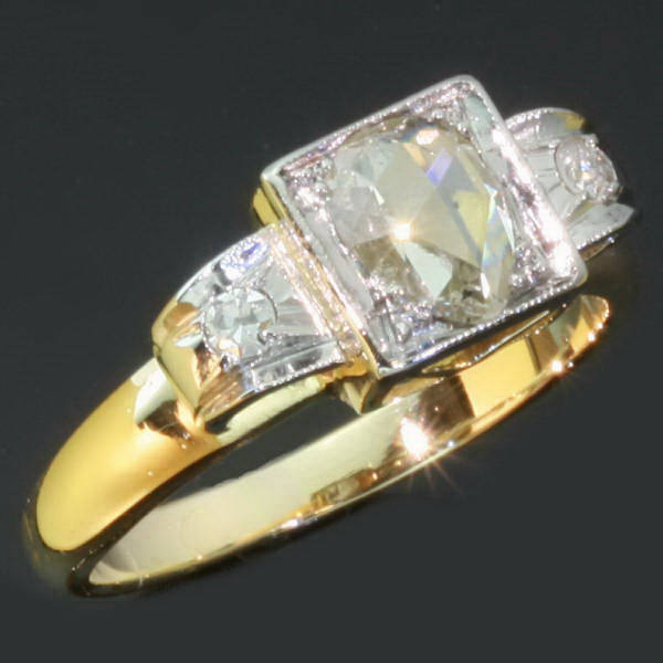 Very straightforward Art Deco engagement ring with big rose cut ...