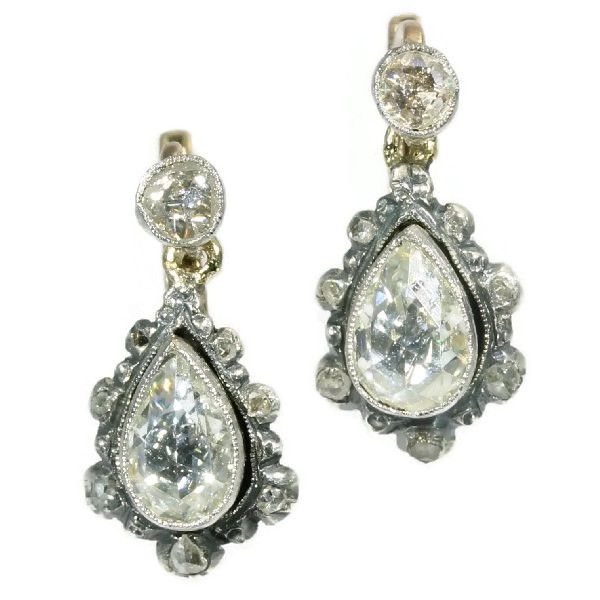 Antique Rose Cut Diamond Earrings Pear Shaped Description By Adin Antique Rose Cut Diamond Earrings Pear Shaped