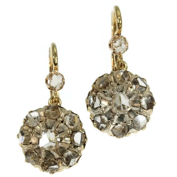 Victorian Antique Rose Cut Diamond Earrings Description By Adin Victorian Antique Rose Cut Diamond Earrings