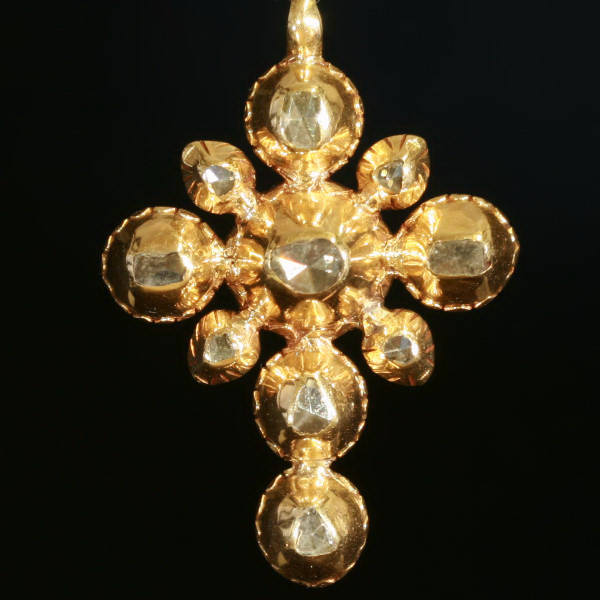 Yellow gold 18th Century Georgian cross with rose cut diamonds