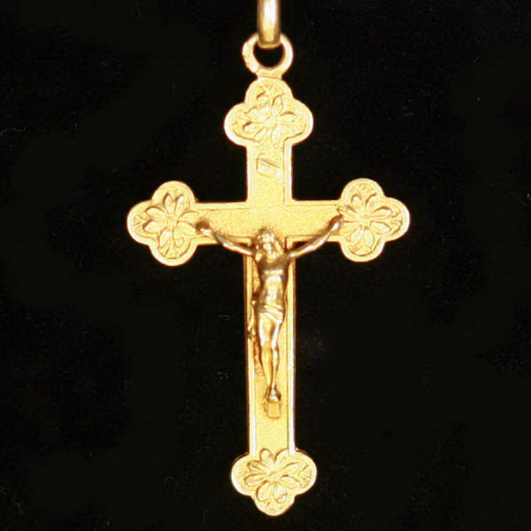Sweet gold Victorian gold antique cross made in France with crucifix