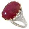 Bague de fiançailles en diamant de platine avec d'énormes rubis de près de 10 carats