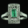 antique jewelry, estate jewelry and vintage jewelry by Adin, Antwerp: Art Deco engagement ring with magnificent Colombian emerald and old mine cuts