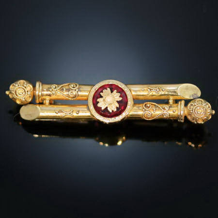 Russian Victorian bar brooch with filigree