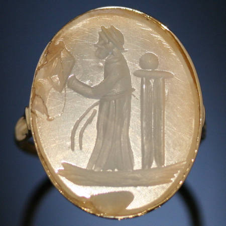Pre Victorian 18K and chalcedony intaglio ring