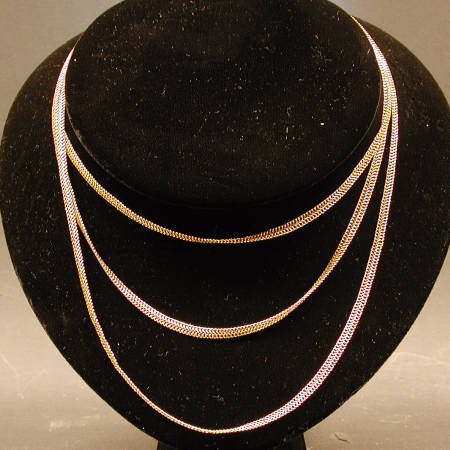 18.70 INCH FRENCH 18K TRIPLE CHAIN NECKLACE