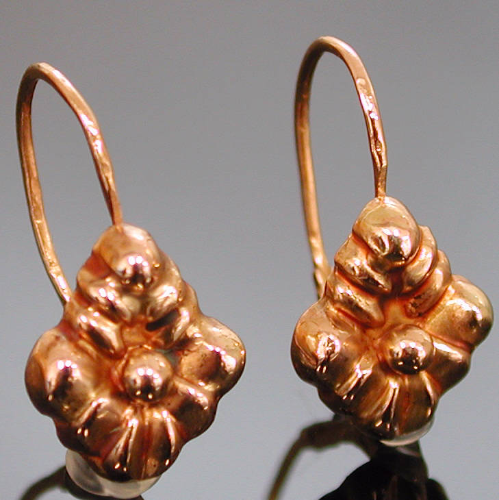 BEAUTIFUL 18K RED GOLD FRENCH EARRINGS