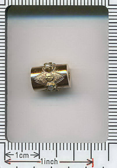 ROUND 18K BICOLOR GOLD FLOWER & PEARLS SLIDE