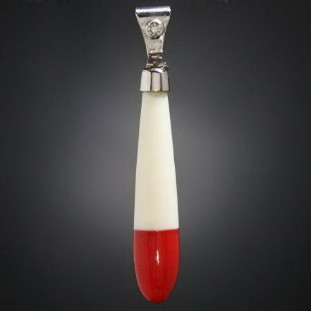 PLATINUM GLASS AND DIAMOND DROP PENDANT