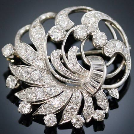 VINTAGE PLT/18K WITH 3.37 CTW DIAMONDS BROOCH