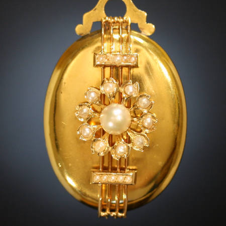 Belgian gold Victorian pearl locket