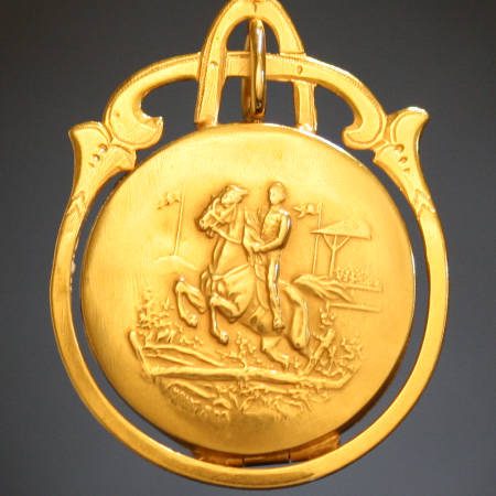 Victorian -steeplechase price- golden pendant (image 1 of 3)