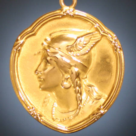 Victorian French symbolism golden pendant