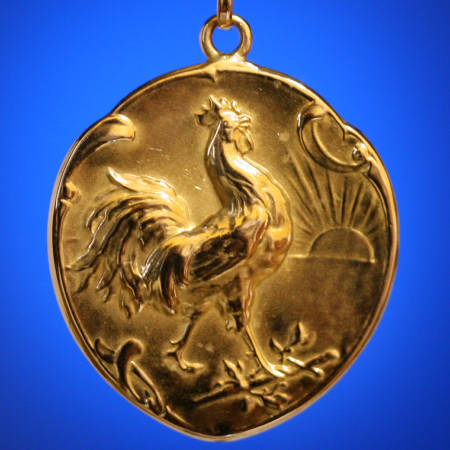 Victorian French symbolism golden pendant