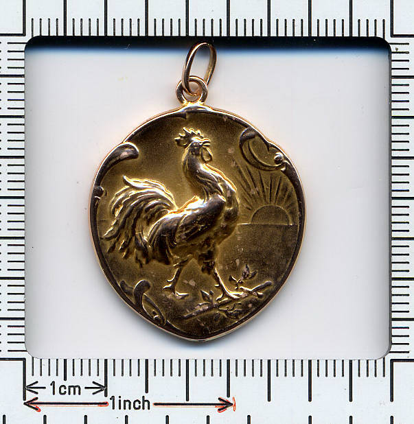 Victorian French symbolism golden pendant
