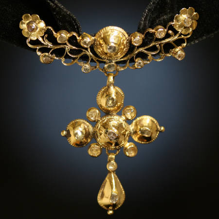 Pre Victorian gold rose cut diamonds cross
