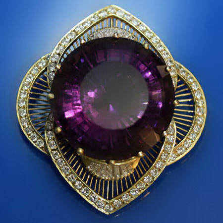 Impressive estate amethyst diamond brooch (image 3 of 7)