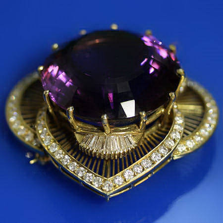 Impressive estate amethyst diamond brooch (image 4 of 7)