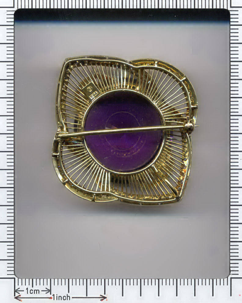 Impressive estate amethyst diamond brooch (image 5 of 7)