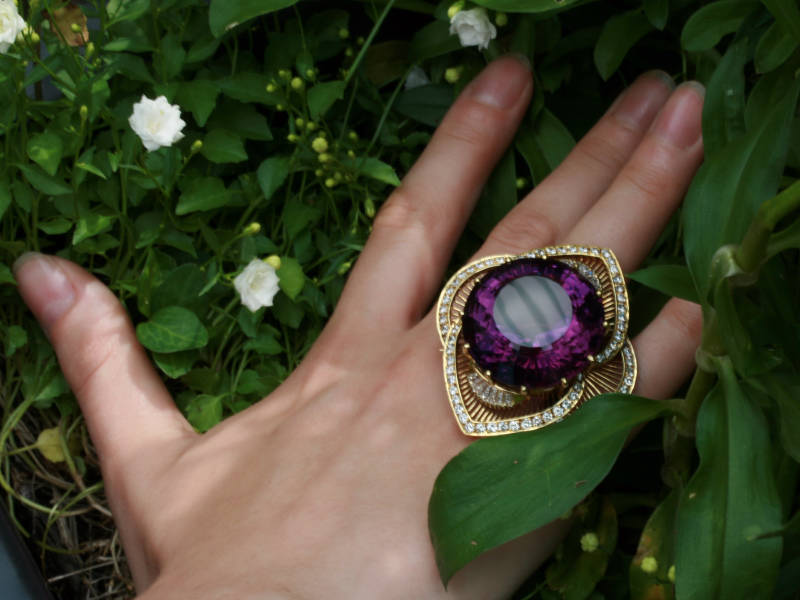 Impressive estate amethyst diamond brooch (image 7 of 7)