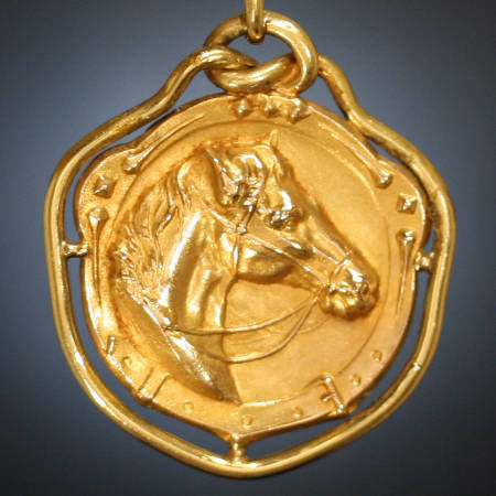 Vintage golden horse sport motifs pendant