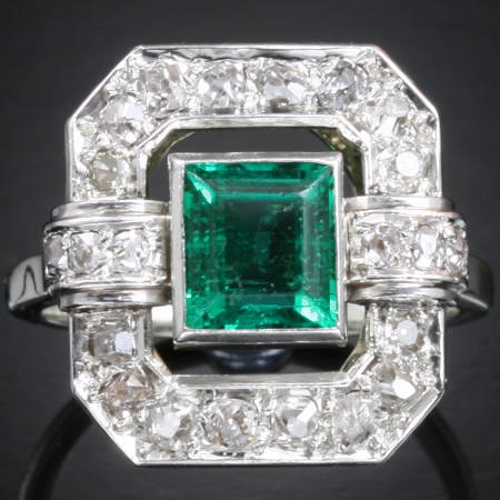 Absolute stunning emerald Art Deco ring: Description by Adin Antique ...