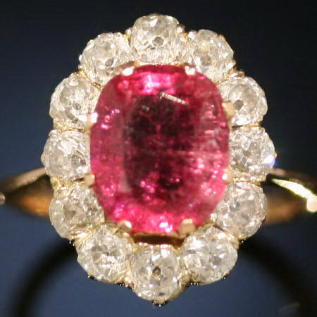 Victorian diamond tourmaline engagement ring
