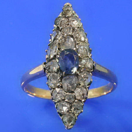 Victorian ring with rose cuts and sapphire (image 2 of 5)