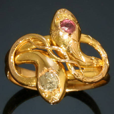Victorian entangled serpents ring
