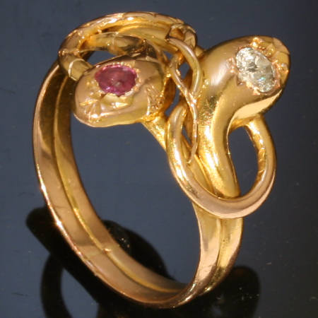 Victorian entangled serpents ring