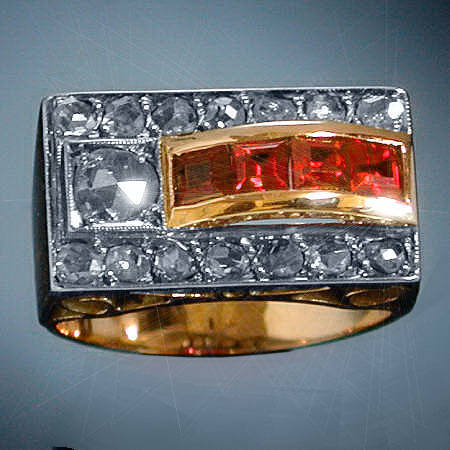 Characteristic Retro diamonds & rubies ring
