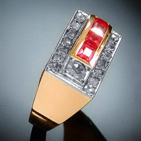 Characteristic Retro diamonds & rubies ring