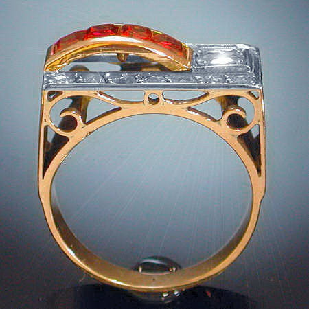 Characteristic Retro diamonds & rubies ring