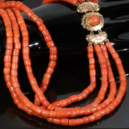 Antique Venetian Gold Filled Pink Coral Beaded Multi-Strand Necklace – Blue  Ribbon Rarities