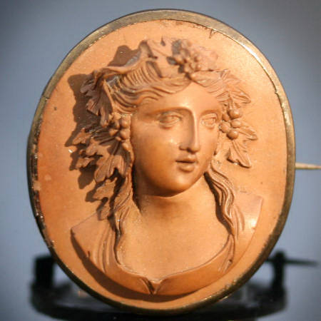 Victorian lava stone cameo depicting Bacchus