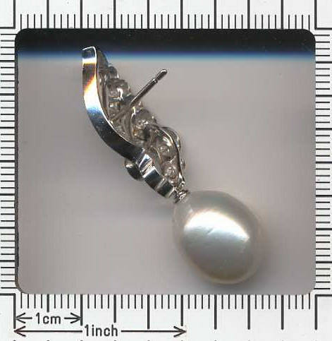 Long pendant earrings diamonds, Austr. pearls (07024-4297)