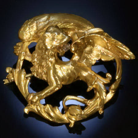 Victorian golden griffin brooch pendant