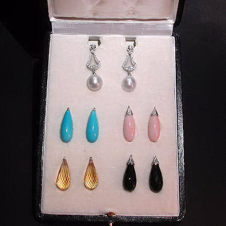 Box of pendant diamond earrings to vary with stones (07031-4392)