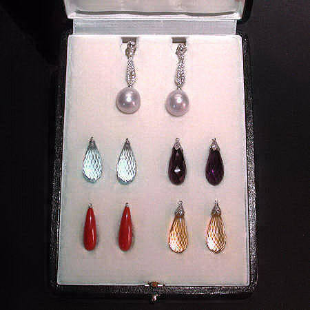 Box of pendant diamond earrings to vary with stones (07031-4393)