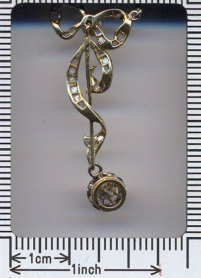 Diamonds pearl knot pendant Princess necklace, Art Nouveau jewelry