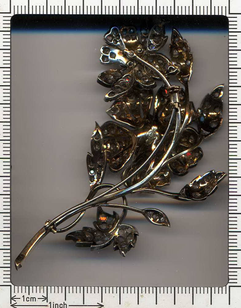 Huge Victorian rose cut diamond flower brooch (image 5 of 6)