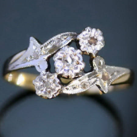 Victorian three stone rose cut diamond ring