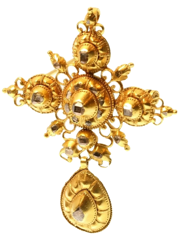 17th Century gold and diamond cross, Images by Adin Antique Jewelry.