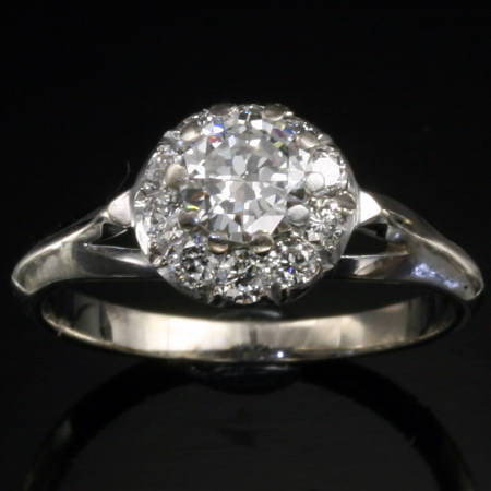 Platinum estate brilliant engagement ring