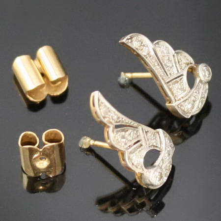 Wing shaped Art Deco diamond ear studs
