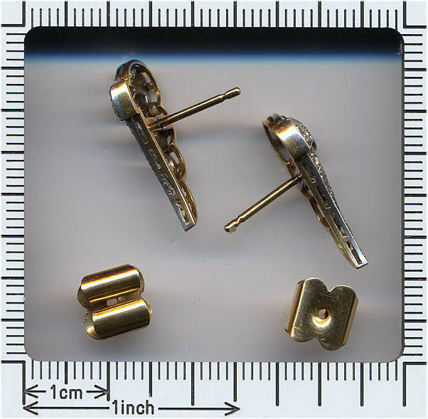 Wing shaped Art Deco diamond ear studs
