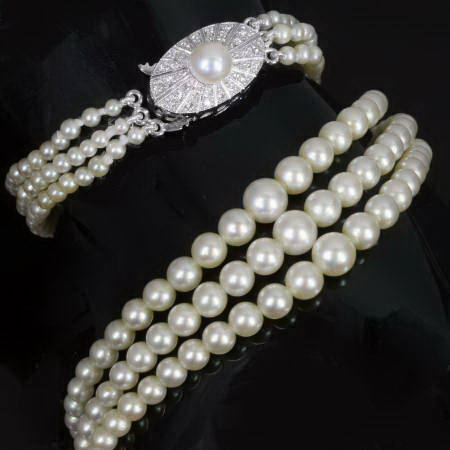 Art Deco 3 strands pearls beaded necklace (image 3 of 5)