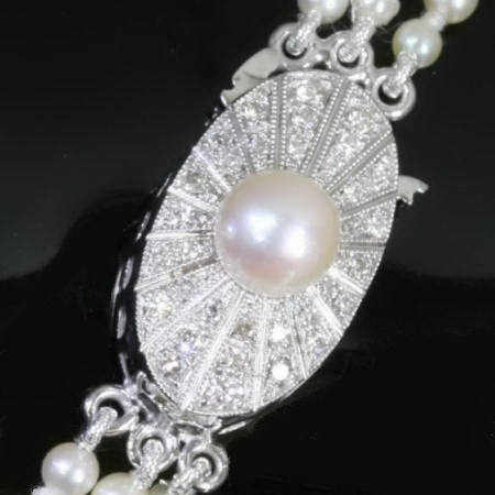 Art Deco 3 strands pearls beaded necklace (image 4 of 5)