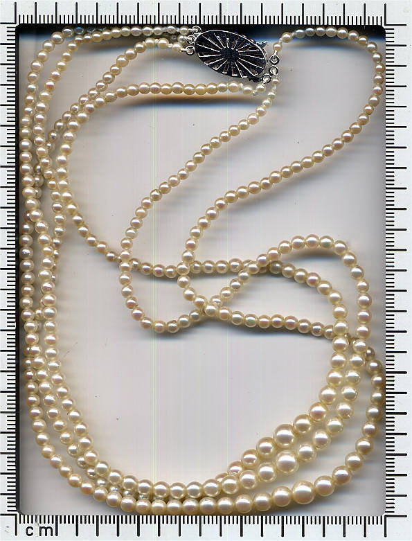 Art Deco 3 strands pearls beaded necklace (image 5 of 5)
